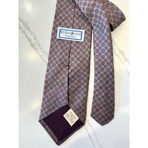 Vintage 1990’s Yves Saint Laurent Silk Tie Grey Pink